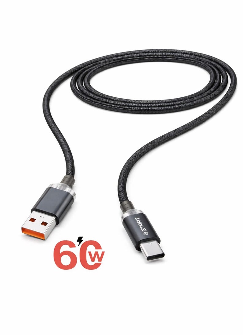 كابل شحن سريع 60W تايب سي START ST-314 كابل USB الى Type-C نايلون مضفر شاحن سريع كابل بيانات شحن ومزامنة للأندرويد والجوال